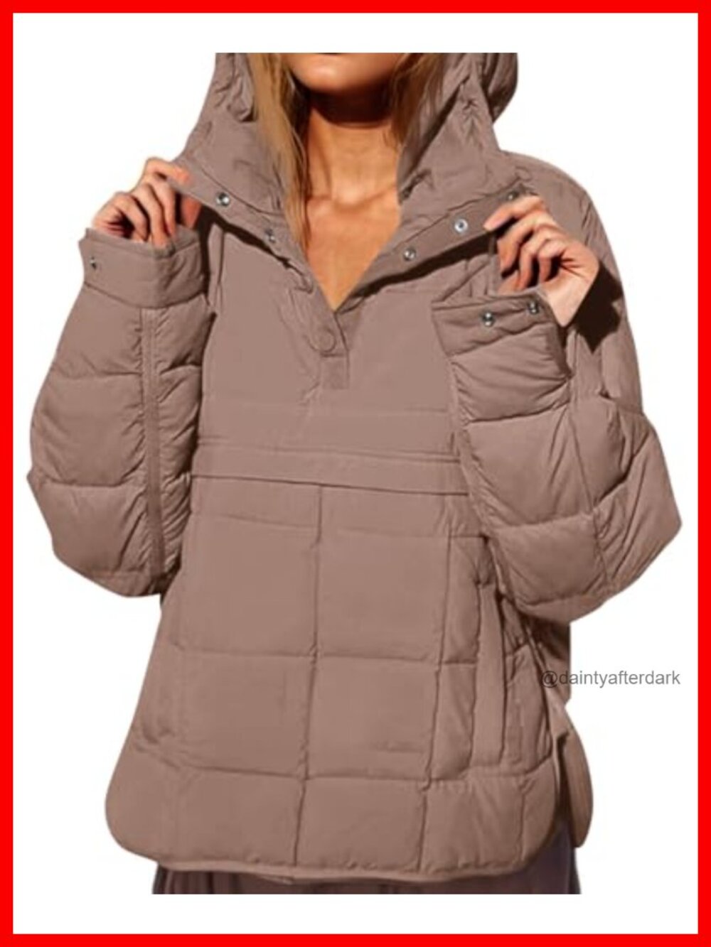 Oversized Quilted Puffer Jacket Hooded Pullover Warm Coat